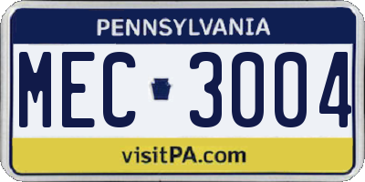 PA license plate MEC3004
