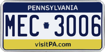 PA license plate MEC3006