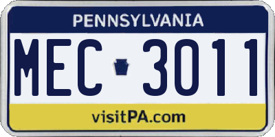 PA license plate MEC3011