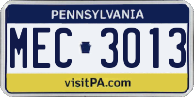 PA license plate MEC3013