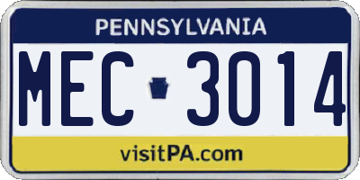 PA license plate MEC3014