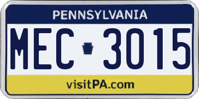 PA license plate MEC3015