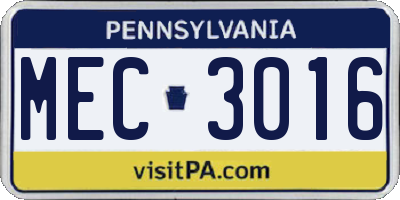PA license plate MEC3016