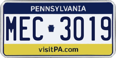 PA license plate MEC3019
