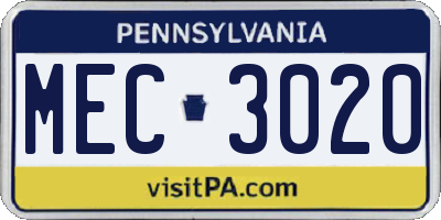 PA license plate MEC3020