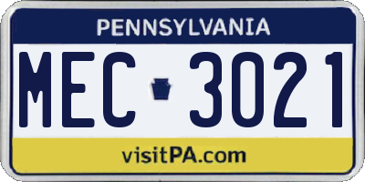 PA license plate MEC3021