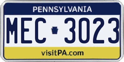 PA license plate MEC3023
