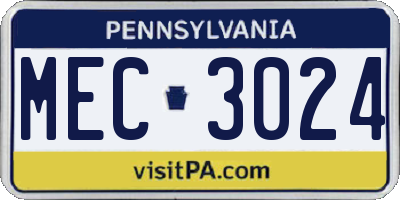PA license plate MEC3024