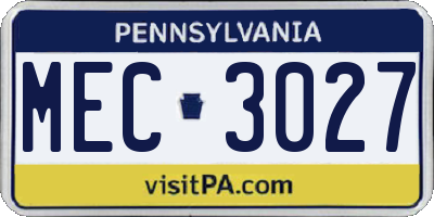 PA license plate MEC3027