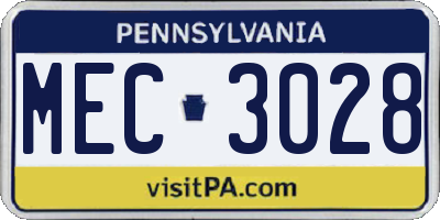 PA license plate MEC3028