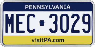 PA license plate MEC3029
