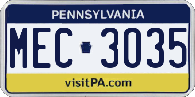 PA license plate MEC3035