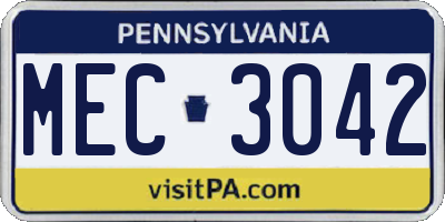 PA license plate MEC3042