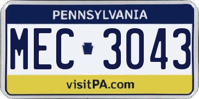 PA license plate MEC3043