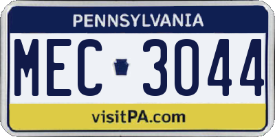 PA license plate MEC3044