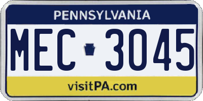 PA license plate MEC3045