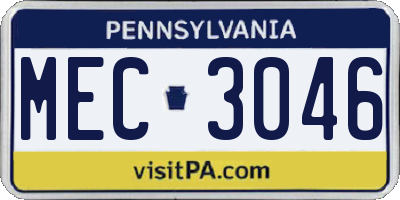 PA license plate MEC3046