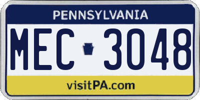 PA license plate MEC3048