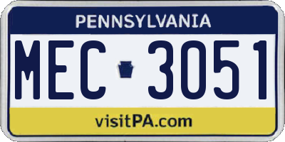 PA license plate MEC3051