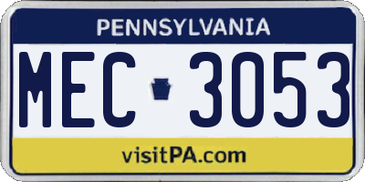 PA license plate MEC3053