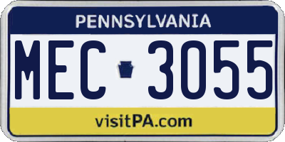 PA license plate MEC3055