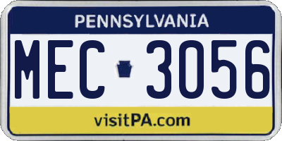 PA license plate MEC3056