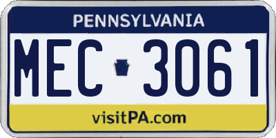 PA license plate MEC3061