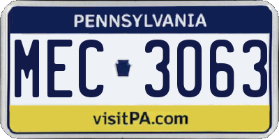 PA license plate MEC3063