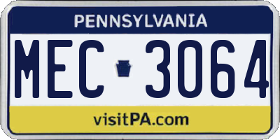 PA license plate MEC3064