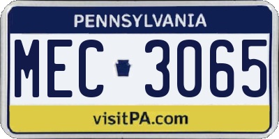 PA license plate MEC3065