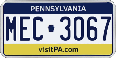 PA license plate MEC3067