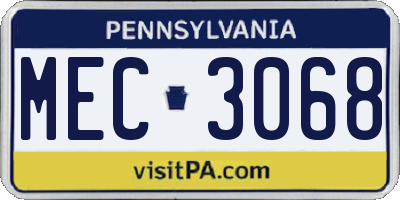 PA license plate MEC3068