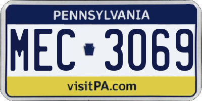 PA license plate MEC3069