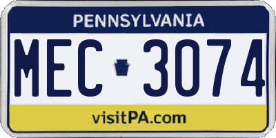 PA license plate MEC3074