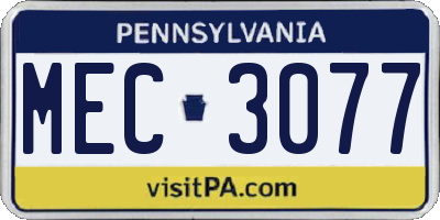 PA license plate MEC3077