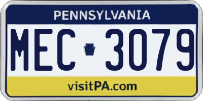 PA license plate MEC3079
