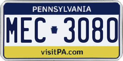 PA license plate MEC3080
