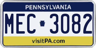 PA license plate MEC3082