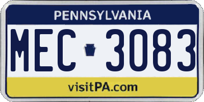 PA license plate MEC3083