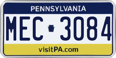 PA license plate MEC3084