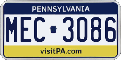 PA license plate MEC3086
