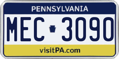 PA license plate MEC3090