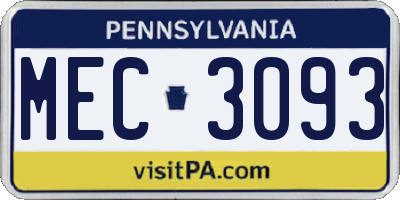 PA license plate MEC3093