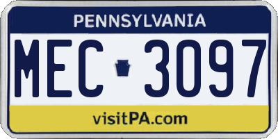 PA license plate MEC3097