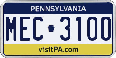 PA license plate MEC3100