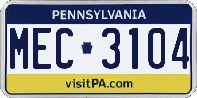 PA license plate MEC3104