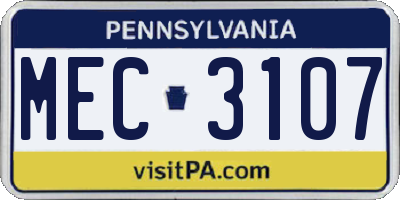 PA license plate MEC3107