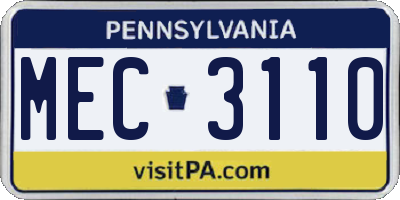 PA license plate MEC3110