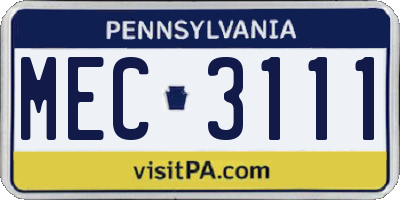 PA license plate MEC3111