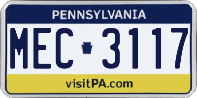 PA license plate MEC3117